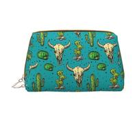 LGHDFYO Cute Cactus And Skull Of Bull Toiletry Travel Bag, Portable Cosmetic Organizer For Women, On-The-Go, White, One Size