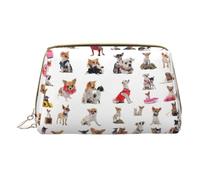 LGHDFYO Cute Chihuahua Pug Pattern Toiletry Travel Bag, Portable Cosmetic Organizer For Women, On-The-Go, White, One Size