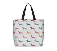 LGHDFYO Cute Dachshound Dogs 1-Pack Economical 15.7"X19.6" Tote Bags, Lightweight Large Reusable Grocery Shopping Cloth Bags, Black, One Size