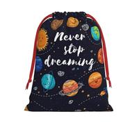 LGHDFYO Cute Planet Printing 1 Pc Fashion Drawstring Gift Bag,Red Ribbon Easy Closing,Gift Wrapping For Christmas Halloween