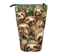 LGHDFYO Cute Sloth 1 Pack Telescopic Pen Case For Women Men,Cute Standing Stationary Pouch With Zipper For Office, Black, One Size, Fashion