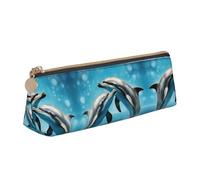 LGHDFYO Dolphins In Love Triangular Pencil Case,Pencils Pouch Large Capacity For Men And Women Artists Home Office, White, One Size, Fashion