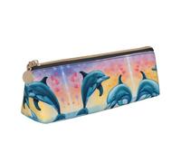 LGHDFYO Dolphins In Love Triangular Pencil Case,Pencils Pouch Large Capacity For Men And Women Artists Home Office, White, One Size, Fashion