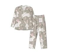 LGHDFYO Easter Bunny Floral Mens Pajama Set, Soft Long Sleeve Pajamas For Relaxing Home Nights, Lazy Weekends, Black, S
