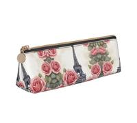 LGHDFYO Eiffel Tower Rose Flower Triangular Pencil Case,Pencils Pouch Large Capacity For Men And Women Artists Home Office, White, One Size, Fashion