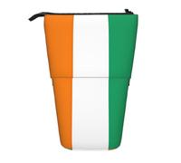 LGHDFYO Flag Of Cote D'Ivoire 1 Pack Telescopic Pen Case For Women Men,Cute Standing Stationary Pouch With Zipper For Office, Black, One Size, Fashion