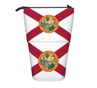 LGHDFYO Flag Of Florida 1 Pack Telescopic Pen Case For Women Men,Cute Standing Stationary Pouch With Zipper For Office, Black, One Size, Fashion