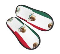LGHDFYO Flag of Mexico printing Trendy Winter Furry Slippers for Adult Indoor Use,Warm Comfy Shoes for Home Office Daily Wear, Black, 5