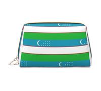 LGHDFYO Flag Of The Republic Of Uzbekistan Toiletry Travel Bag, Portable Cosmetic Organizer For Women, On-The-Go, White, One Size