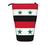 LGHDFYO Flag Of The Syrian Arab Republic 1 Pack Telescopic Pen Case For Women Men,Cute Standing Stationary Pouch With Zipper For Office, Black, One Size, Fashion