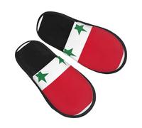 LGHDFYO Flag of the Syrian Arab Republic printing Trendy Winter Furry Slippers for Adult Indoor Use,Warm Comfy Shoes for Home Office Daily Wear, Black, 5