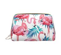 LGHDFYO Flamingo Bird Green Plant Leaf Toiletry Travel Bag, Portable Cosmetic Organizer For Women, On-The-Go, White, One Size