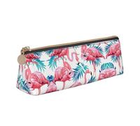 LGHDFYO Flamingo Bird Green Plant Leaf Triangular Pencil Case,Pencils Pouch Large Capacity For Men And Women Artists Home Office, White, One Size, Fashion