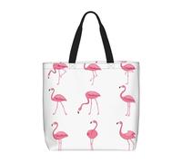 LGHDFYO Flamingos On White 1-Pack Economical 15.7"X19.6" Tote Bags, Lightweight Large Reusable Grocery Shopping Cloth Bags, Black, One Size