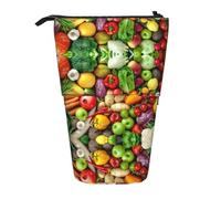 LGHDFYO Fresh Fruits And Vegetables 1 Pack Telescopic Pen Case For Women Men,Cute Standing Stationary Pouch With Zipper For Office, Black, One Size, Fashion