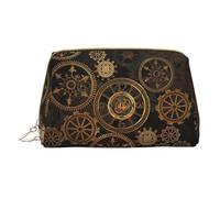 LGHDFYO Gears Clock Bronze Century Toiletry Travel Bag, Portable Cosmetic Organizer For Women, On-The-Go, White, One Size