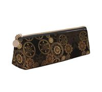 LGHDFYO Gears Clock Bronze Century Triangular Pencil Case,Pencils Pouch Large Capacity For Men And Women Artists Home Office, White, One Size, Fashion