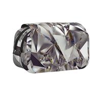 LGHDFYO Glitter Abstract Diamond Crystal Pattern Printing Pen Case, Rollerball Pen Holder Handmade Display Organizer Zippered Pouch, Black, One Size, Art Deco