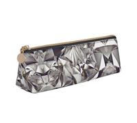 LGHDFYO Glitter Abstract Diamond Crystal Pattern Triangular Pencil Case,Pencils Pouch Large Capacity For Men And Women Artists Home Office, White, One Size, Fashion