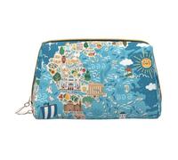 LGHDFYO Greece Map Toiletry Travel Bag, Portable Cosmetic Organizer For Women, On-The-Go, White, One Size