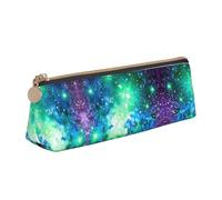 LGHDFYO Green Blue Purple Galaxy Triangular Pencil Case,Pencils Pouch Large Capacity For Men And Women Artists Home Office, White, One Size, Fashion
