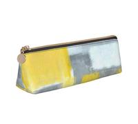 LGHDFYO Grey And Yellow Abstract Art Painting Triangular Pencil Case,Pencils Pouch Large Capacity For Men And Women Artists Home Office, White, One Size, Fashion