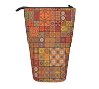 LGHDFYO Group Of Moroccan Geometric 1 Pack Telescopic Pen Case For Women Men,Cute Standing Stationary Pouch With Zipper For Office, Black, One Size, Fashion