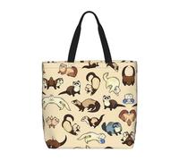 LGHDFYO Hairy Ferret 1-Pack Economical 15.7"X19.6" Tote Bags, Lightweight Large Reusable Grocery Shopping Cloth Bags, Black, One Size