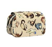 LGHDFYO Hairy Ferret Printing Pen Case, Rollerball Pen Holder Handmade Display Organizer Zippered Pouch, Black, One Size, Art Deco