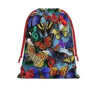LGHDFYO Hand Drawn Color Butterfly Printing 1 Pc Fashion Drawstring Gift Bag,Red Ribbon Easy Closing,Gift Wrapping For Christmas Halloween
