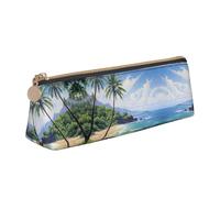 LGHDFYO Hawaiian Beach With Palm Trees Triangular Pencil Case,Pencils Pouch Large Capacity For Men And Women Artists Home Office, White, One Size, Fashion