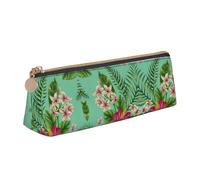 LGHDFYO Hawaiian Tropical Leaves Flowers Triangular Pencil Case,Pencils Pouch Large Capacity For Men And Women Artists Home Office, White, One Size, Fashion