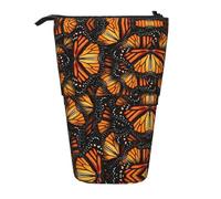 LGHDFYO Heaps Of Orange Monarch Butterflies 1 Pack Telescopic Pen Case For Women Men,Cute Standing Stationary Pouch With Zipper For Office, Black, One Size, Fashion