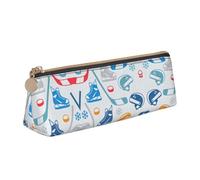 LGHDFYO Hockey Elements Creative Patterned Triangular Pencil Case,Pencils Pouch Large Capacity For Men And Women Artists Home Office, White, One Size, Fashion