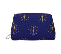 LGHDFYO Indiana State Flag Toiletry Travel Bag, Portable Cosmetic Organizer For Women, On-The-Go, White, One Size