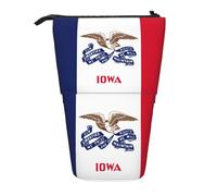 LGHDFYO Iowa State Flag 1 Pack Telescopic Pen Case For Women Men,Cute Standing Stationary Pouch With Zipper For Office, Black, One Size, Fashion