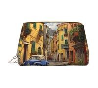LGHDFYO Italian Street Toiletry Travel Bag, Portable Cosmetic Organizer For Women, On-The-Go, White, One Size