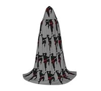 LGHDFYO Karate Men Printing Hooded Cape For Teenagers For Comic Con,Carnivals,Large Hat Cloak No Zipper For Costume Balls, Black, Medium