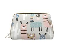 LGHDFYO Llama Cactus Toiletry Travel Bag, Portable Cosmetic Organizer For Women, On-The-Go, White, One Size