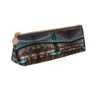 LGHDFYO New York Manhattan Bridge Night Triangular Pencil Case,Pencils Pouch Large Capacity For Men And Women Artists Home Office