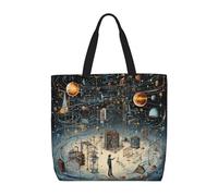 LGHDFYO Physics Print 1-Pack Economical 15.7"X19.6" Tote Bags, Lightweight Large Reusable Grocery Shopping Cloth Bags, Black, One Size