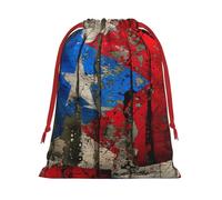 LGHDFYO Puerto Rico Wallpaper Flag Printing 1 Pc Fashion Drawstring Gift Bag,Red Ribbon Easy Closing,Gift Wrapping For Christmas Halloween
