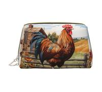 LGHDFYO Rooster On Wood In Farmland Toiletry Travel Bag, Portable Cosmetic Organizer For Women, On-The-Go, White, One Size