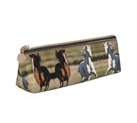 LGHDFYO Running Horses Triangular Pencil Case,Pencils Pouch Large Capacity For Men And Women Artists Home Office, White, One Size, Fashion