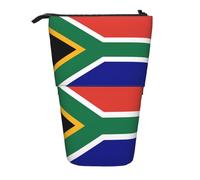 LGHDFYO South African Flag 1 Pack Telescopic Pen Case For Women Men,Cute Standing Stationary Pouch With Zipper For Office, Black, One Size, Fashion