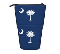 LGHDFYO South Carolina Flag 1 Pack Telescopic Pen Case For Women Men,Cute Standing Stationary Pouch With Zipper For Office, Black, One Size, Fashion