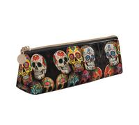 LGHDFYO Sugar Skulls Triangular Pencil Case,Pencils Pouch Large Capacity For Men And Women Artists Home Office, White, One Size, Fashion