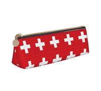 LGHDFYO Swiss Flag Triangular Pencil Case,Pencils Pouch Large Capacity For Men And Women Artists Home Office, White, One Size, Fashion