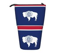 LGHDFYO Wyoming State Flag 1 Pack Telescopic Pen Case For Women Men,Cute Standing Stationary Pouch With Zipper For Office, Black, One Size, Fashion