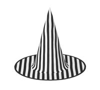 LGHHGY 1 PC Halloween Hat – Black & White Stripe Print Witches Decor Party, Role Play Accessory, Magic Wizard Cap for Women, Men